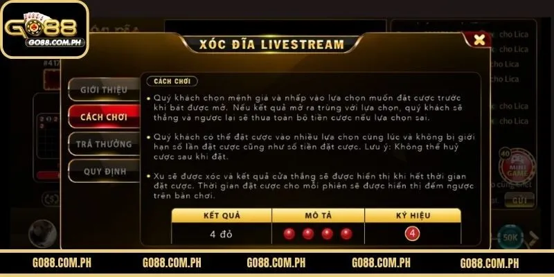 Cách chơi Xóc Đĩa Live GO88