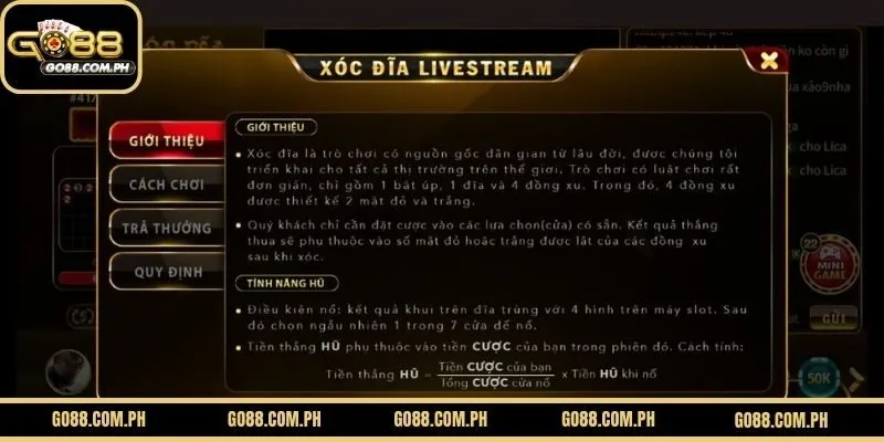Giới thiệu Xóc Đĩa Live GO88
